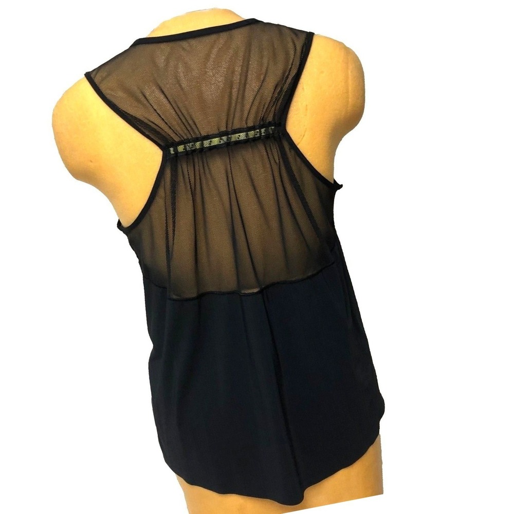 Lululemon x Roksanda Black Mesh Racerback‎ Tank Top Whimsigoth Goth Womens L XL